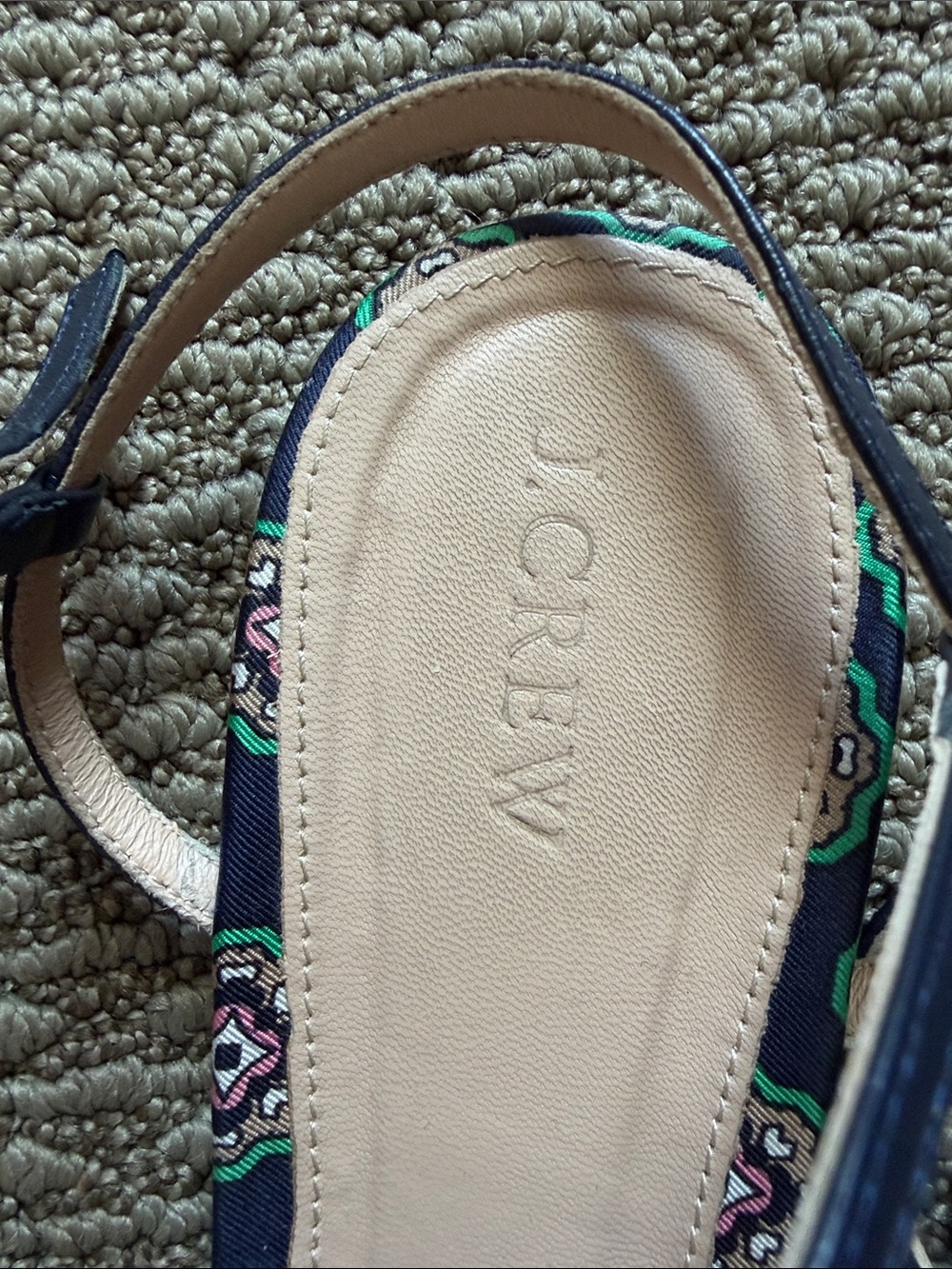 J. Crew - Women’s Navy Patterned Slingback Flats with Blue Tassel - Picture 2 of 6